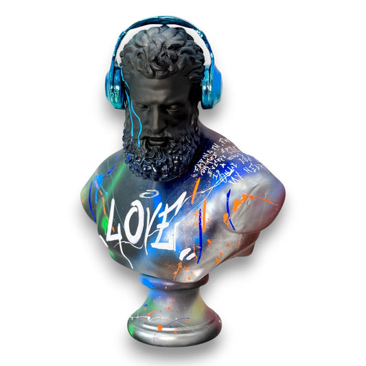 DJ Hercules Statue 60cm - Love Graffiti Edition - graffiti love dj hercules statue 60cm, luxury sculpture, product image 2