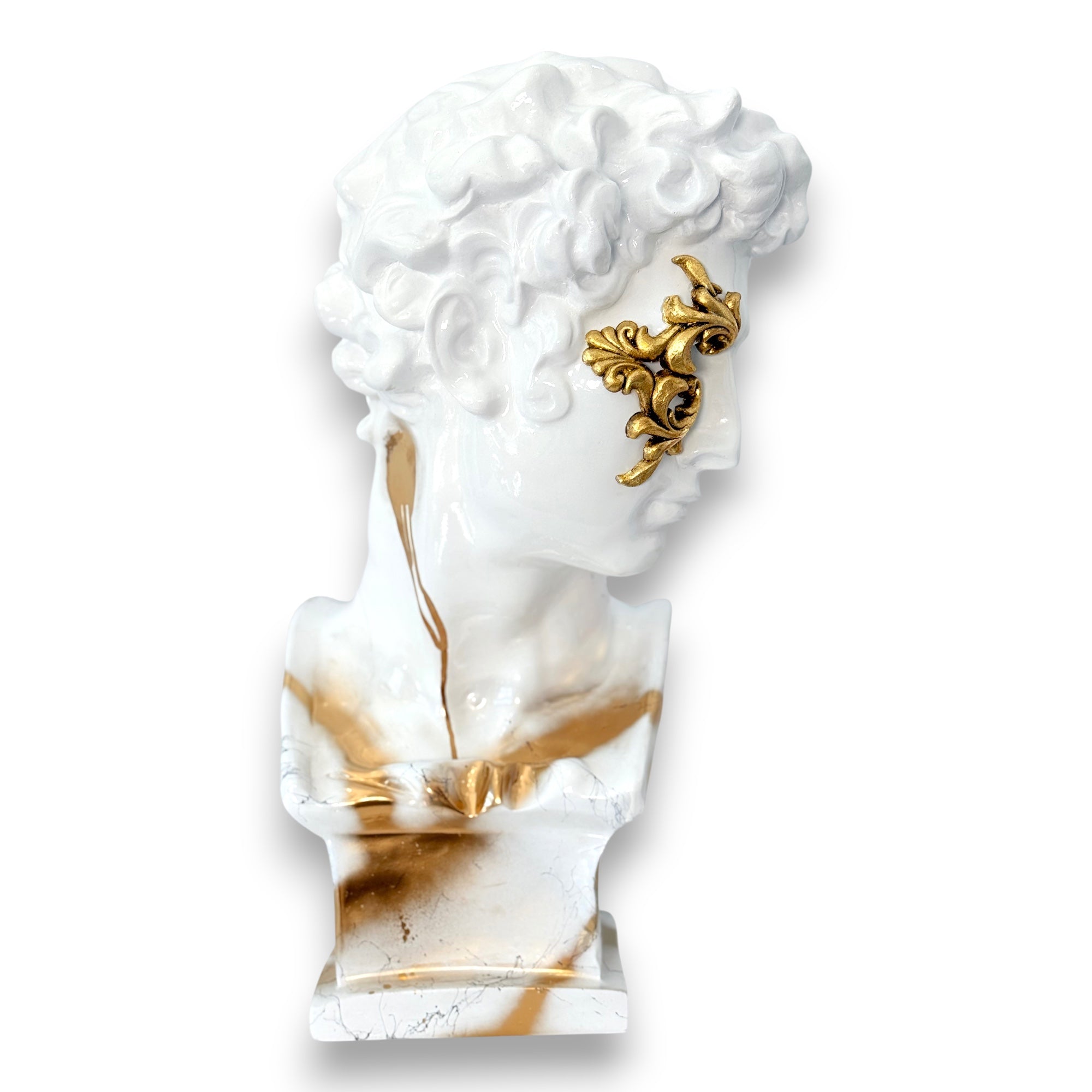 Giuliano de' Medici Bust - White Marble Effect & Gold Appliqué - Limited Edition - white marble effect gold applique giuliano…