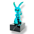 Load image into Gallery viewer, Balloon Rabbit Sculpture - Blue Chrome Pop Art Edition - blue chrome pop art balloon rabbit sculpture, luxury sculpture…
