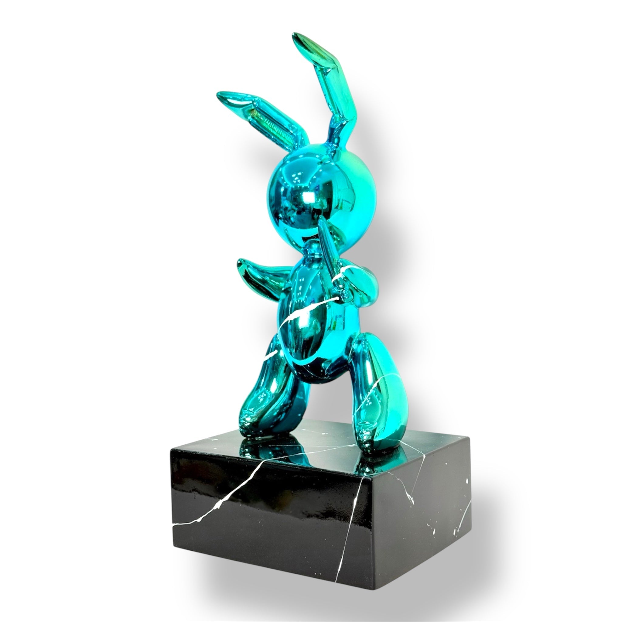 Balloon Rabbit Sculpture - Blue Chrome Pop Art Edition - blue chrome pop art balloon rabbit sculpture, luxury sculpture…