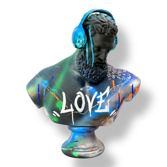 DJ Hercules Statue 60cm - Love Graffiti Edition - graffiti love dj hercules statue 60cm, luxury sculpture, product image 1