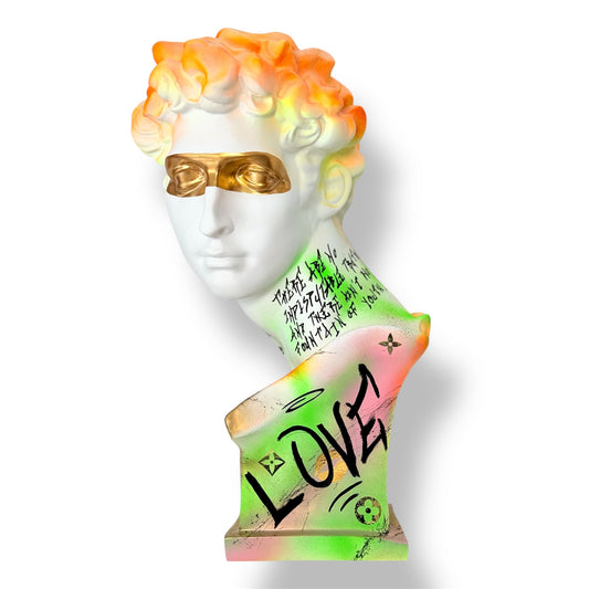 Neon Giuliano de' Medici Bust - Love Graffiti Edition - graffiti love neon giuliano de medici bust, luxury sculpture, product…