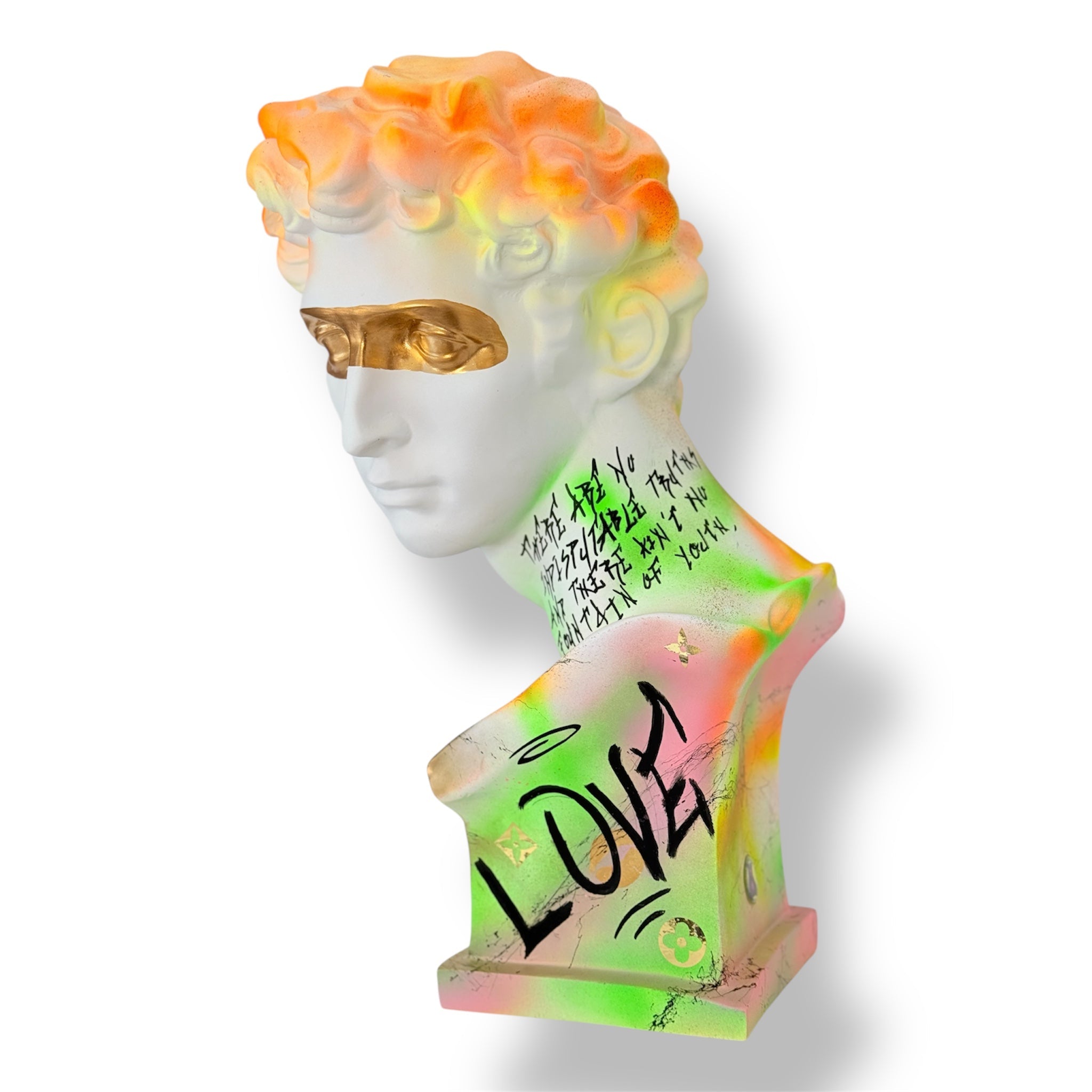 Neon Giuliano de' Medici Bust - Love Graffiti Edition - graffiti love neon giuliano de medici bust, luxury sculpture, product…