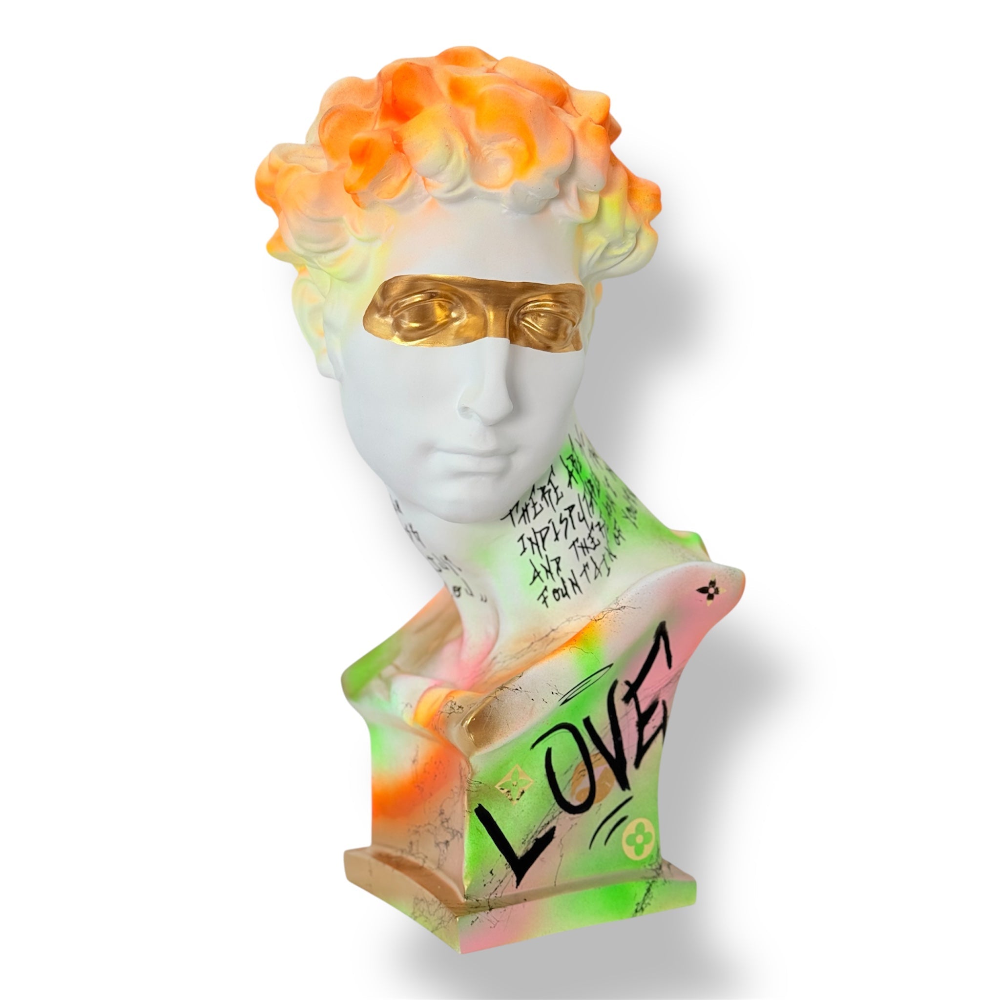 Neon Giuliano de' Medici Bust - Love Graffiti Edition - graffiti love neon giuliano de medici bust, luxury sculpture, product…