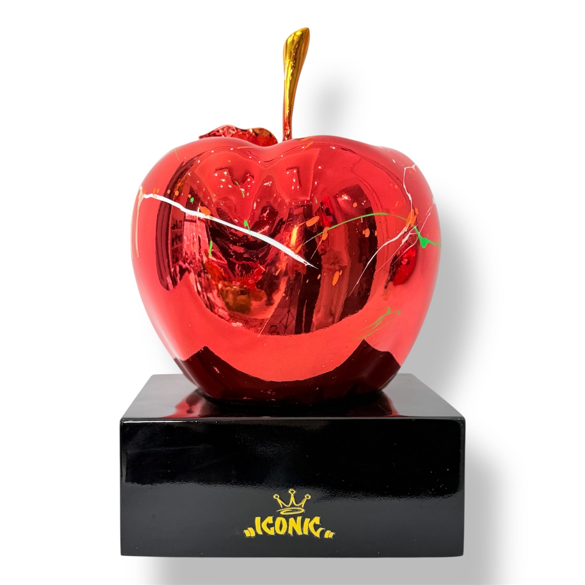 Red Chrome Apple Sculpture - Graffiti Pop Art Apple Decor - pop art graffiti red chrome apple sculpture, luxury decorative…
