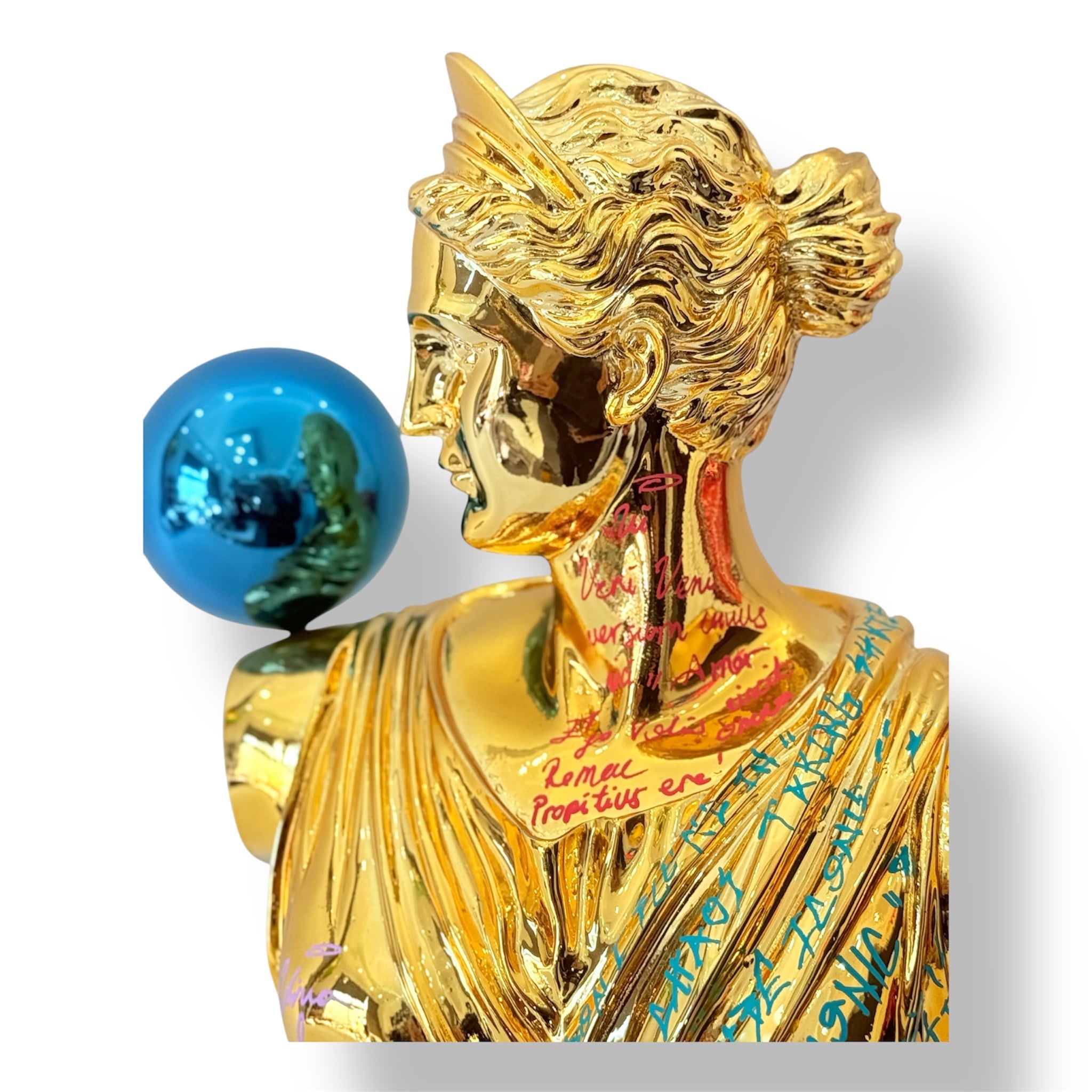 Gold Chrome Artemis Sculpture - Graffiti Pop Art Goddess Statue - pop art graffiti goddess statue gold chrome artemis…