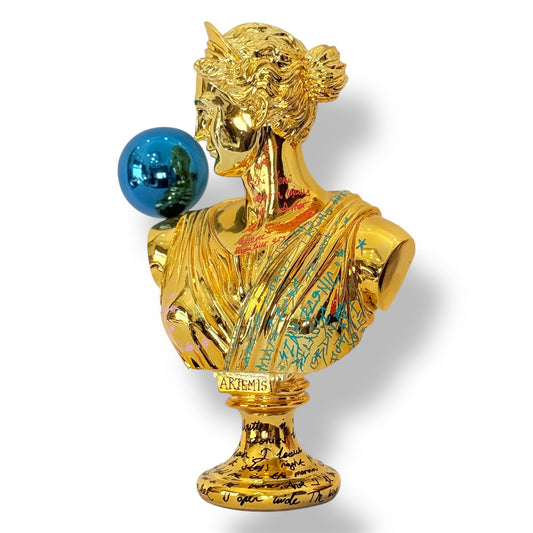 Gold Chrome Artemis Sculpture - Graffiti Pop Art Goddess Statue - pop art graffiti goddess statue gold chrome artemis…