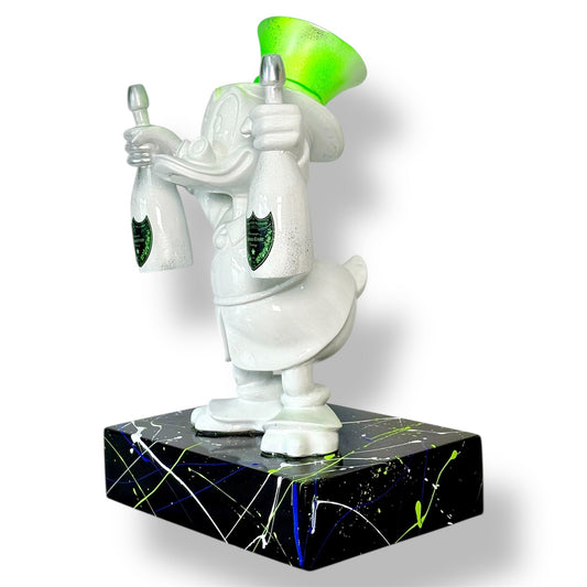 Scrooge McDuck Sculpture - White Neon Green Pop Art Edition - neon green pop art neon white scrooge mcduck sculpture, luxury…