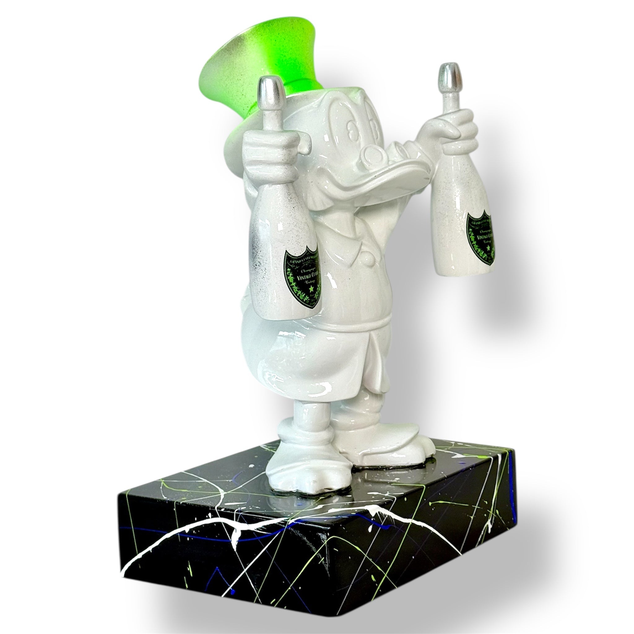 Scrooge McDuck Sculpture - White Neon Green Pop Art Edition - neon green pop art neon white scrooge mcduck sculpture, luxury…