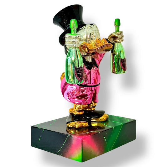 Scrooge McDuck Chrome Sculpture - Pink Pop Art Champagne Statement Decor - pop art champagne pink scrooge mcduck chrome…