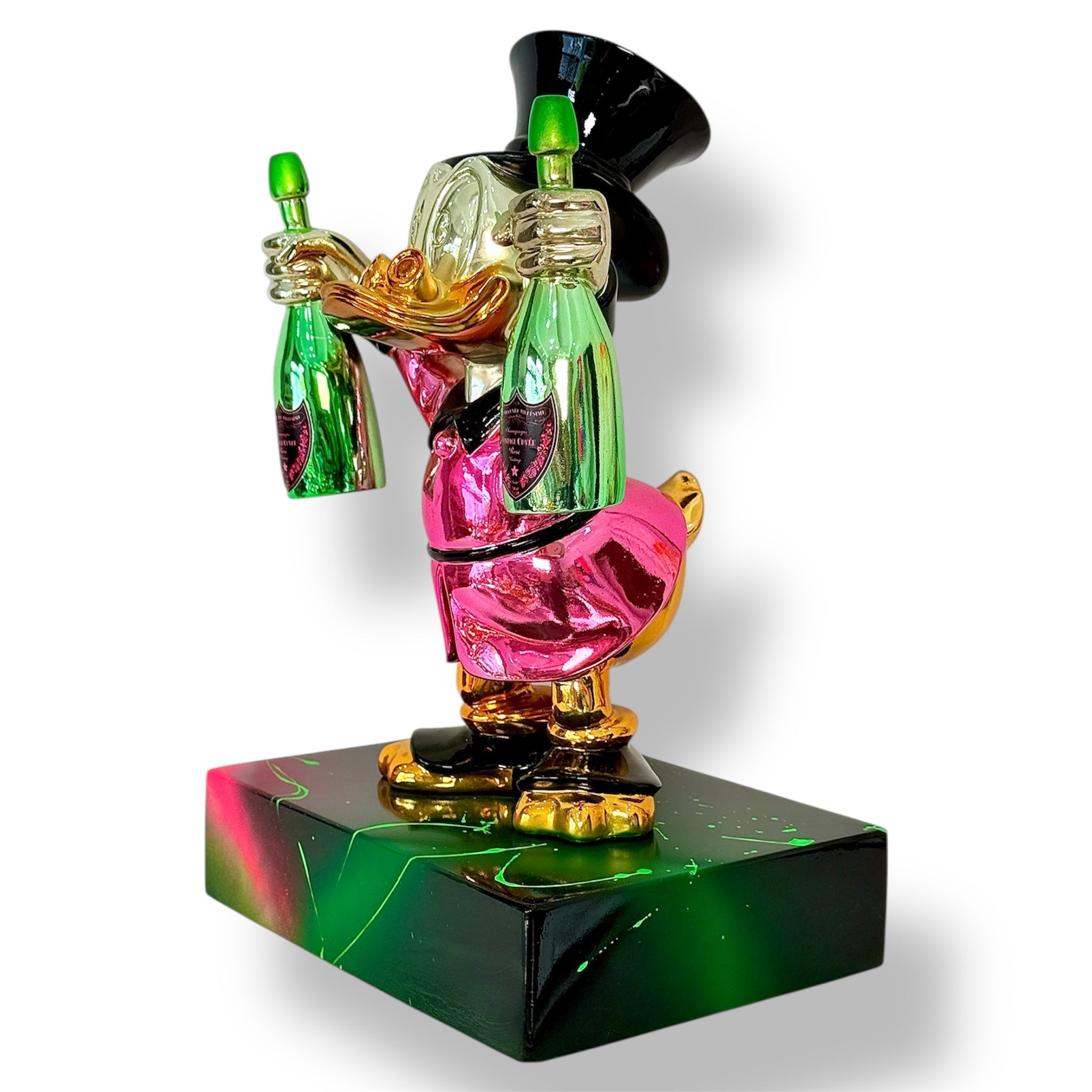 Scrooge McDuck Chrome Sculpture - Pink Pop Art Champagne Statement Decor - pop art champagne pink scrooge mcduck chrome…