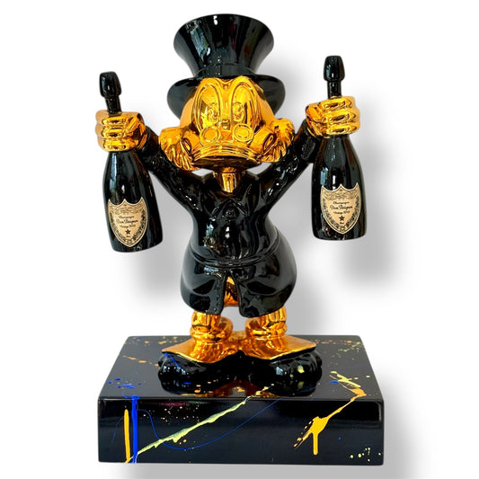 Scrooge McDuck Champagne Sculpture - Gold Chrome Celebration Edition - gold chrome celebration scrooge mcduck champagne…