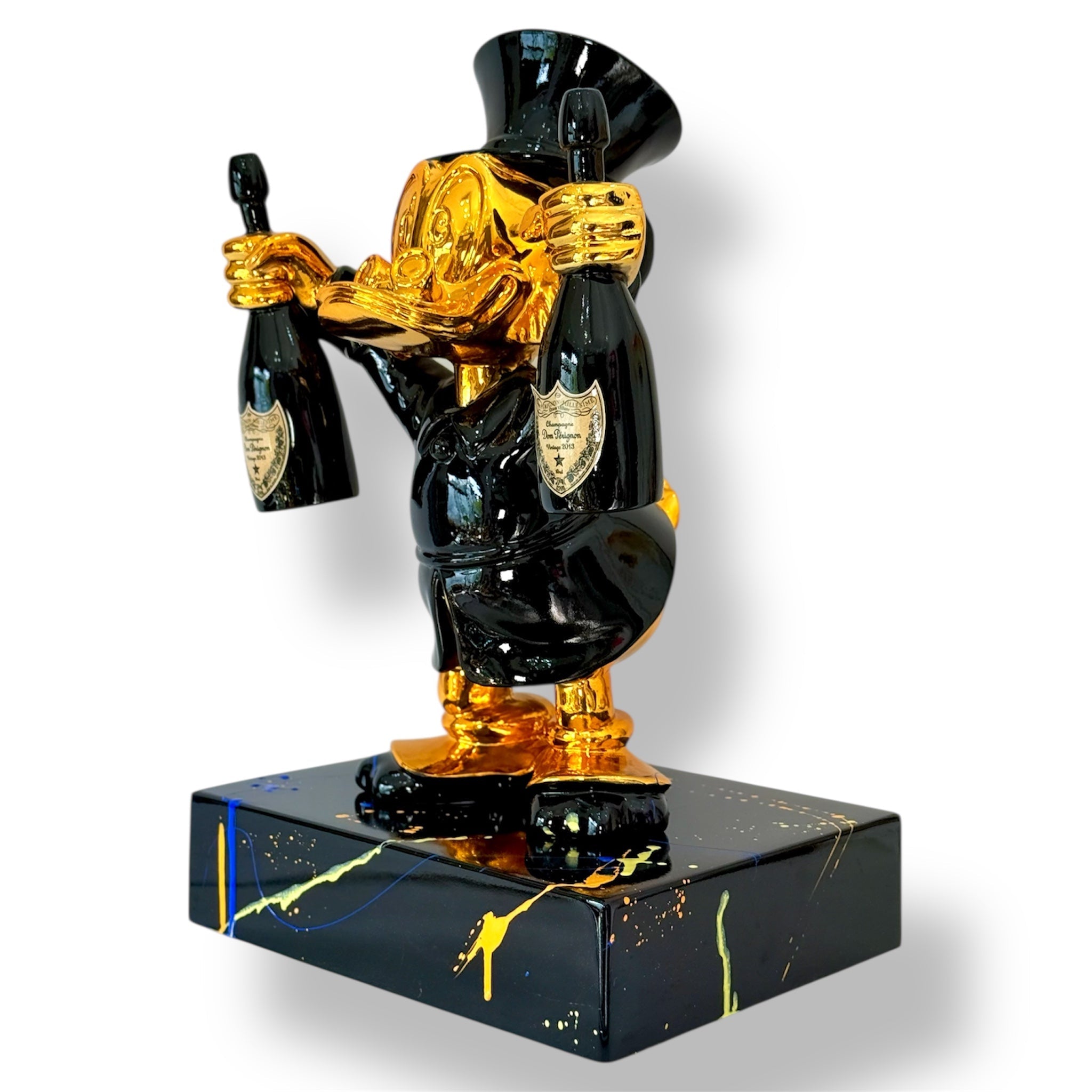 Scrooge McDuck Champagne Sculpture - Gold Chrome Celebration Edition - gold chrome celebration scrooge mcduck champagne…