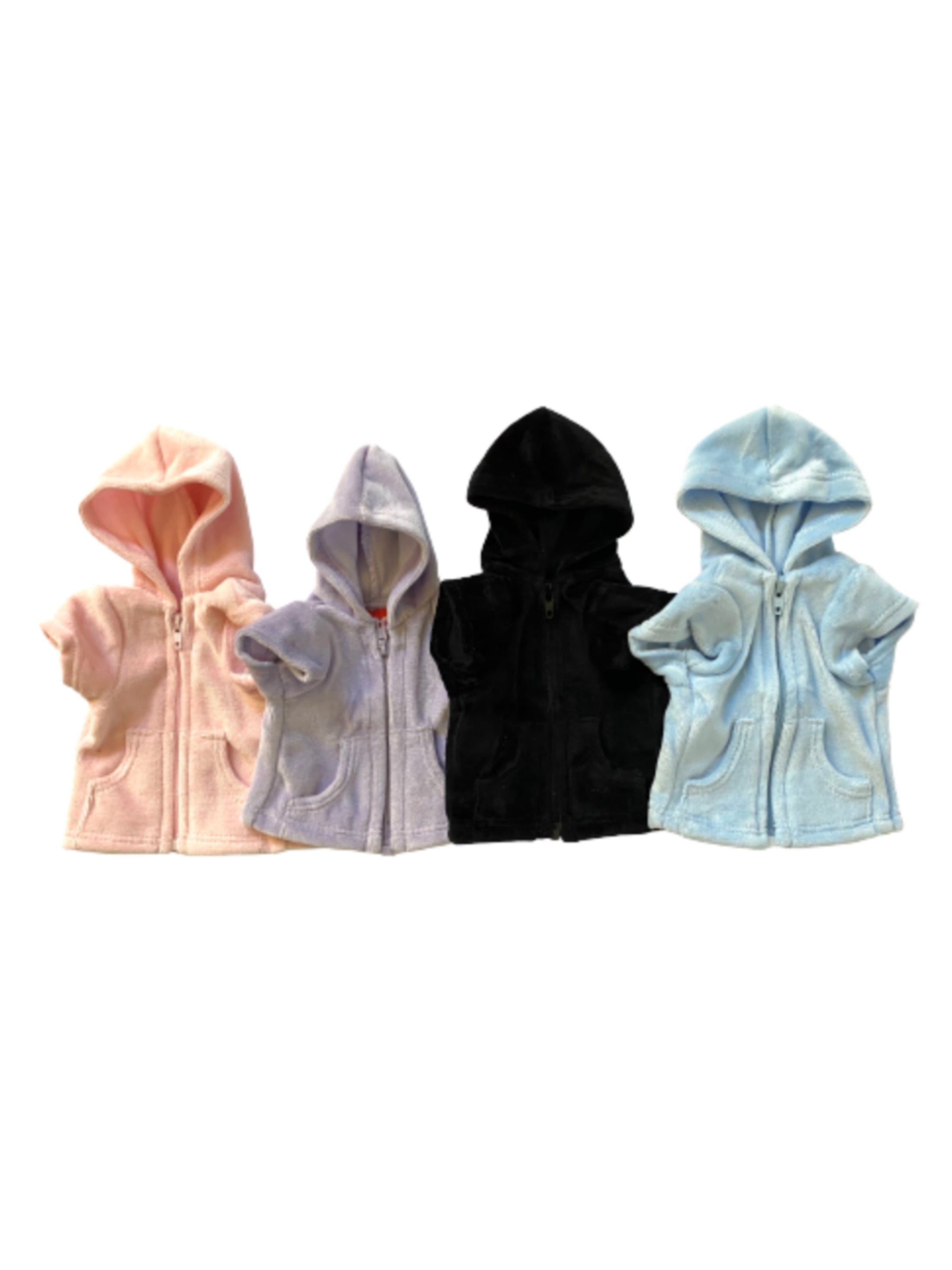 Velour Zip Front Hoodie, Black 