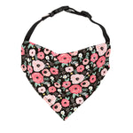 Pink Flowers on Black Dog Bandana
