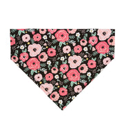 Pink Flowers on Black Dog Bandana