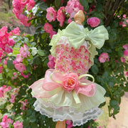 Pink-Green Rose Garden Dog Party Dress