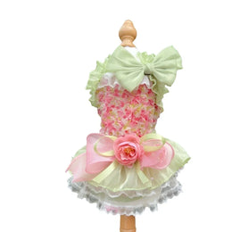 Pink-Green Rose Garden Dog Party Dress