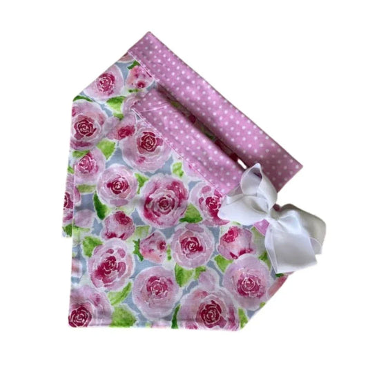 Rose Bandana Dog Collar With Bow - Southlake Paws