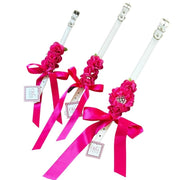 Hot Pink Silk Flowers Wedding Dog Collar - Handmade