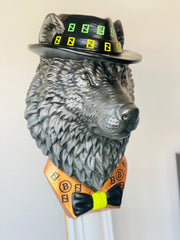 Pop Art Wolf Head Sculpture