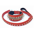 Load image into Gallery viewer, Set collar and leash. spikes & stainless steel, 2.8 inch wide. Made in Europe!
