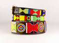 Load image into Gallery viewer, Colorful TKC Primary Beaded Dog Collar by Southlake Paws featuring intricate beadwork and a sturdy leather base.
