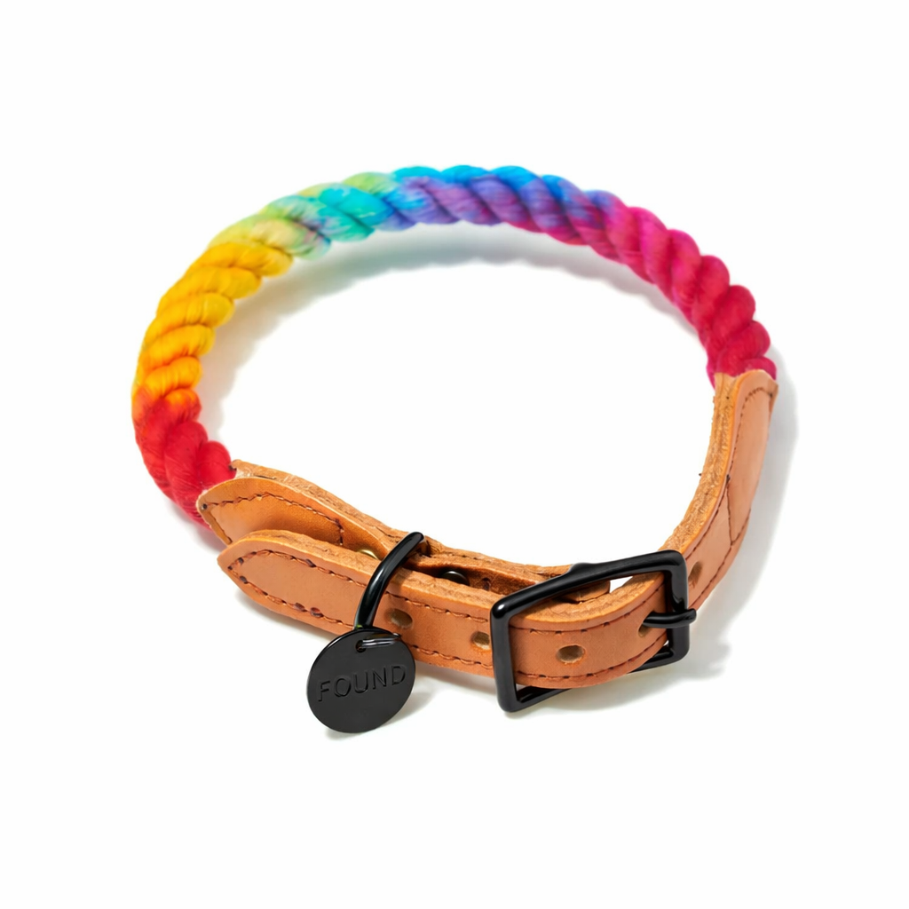 Prismatic Ombre Cotton Rope Cat & Dog Collar – Matte Black Hardware