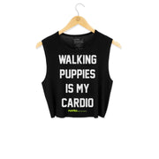 Walking Puppies is My Cardio Leopard Print | Crop Tank