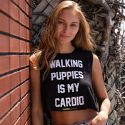 Walking Puppies is My Cardio Leopard Print | Crop Tank