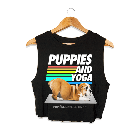 Puppies & Yoga | Crop Tank | Gift for Dog Lovers