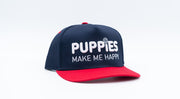 Puppies Make Me Happy Red, White & Blue | 3D Puff Snapback Hat | Gift for Dog Owner
