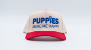 Puppies Make Me Happy Red, White & Blue | 3D Puff Snapback Hat | Gift for Dog Owner