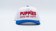 Puppies Make Me Happy Red, White & Blue | 3D Puff Snapback Hat | Gift for Dog Owner