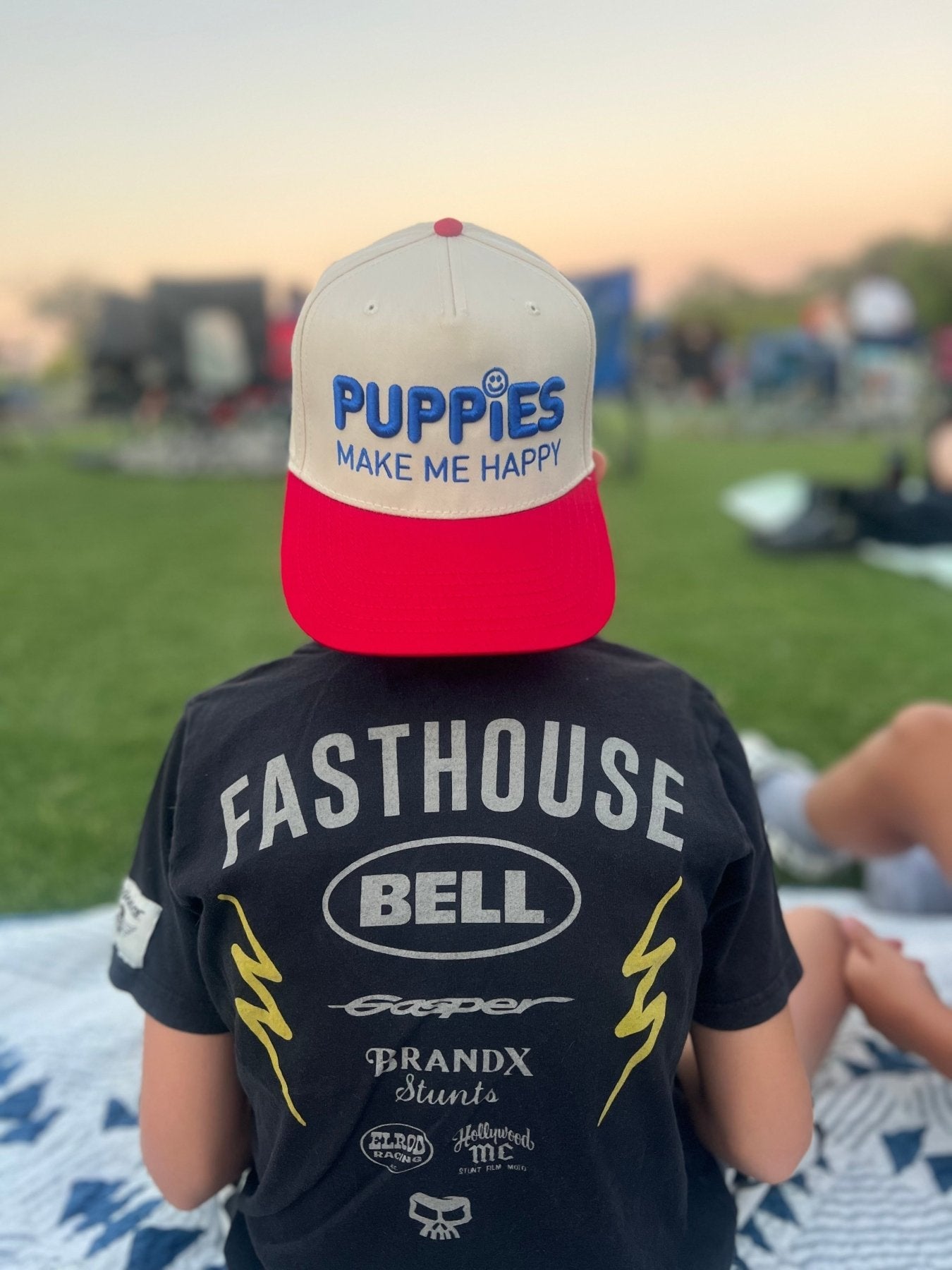 Puppies Make Me Happy Red, White & Blue | 3D Puff Snapback Hat | Gift for Dog Owner