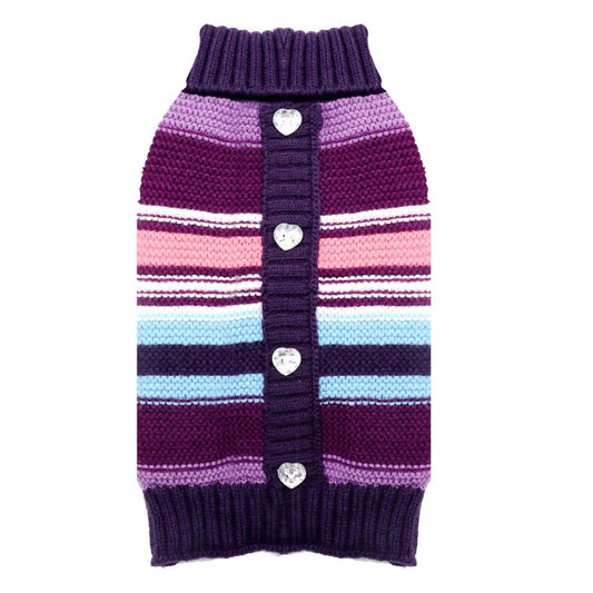 Purple Stripe Dog Sweater