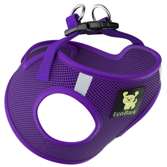 EcoBark Step In Dog Harness - XXXS to Small Breeds- Reflective Soft Mesh Harness for Teacup, Small Dogs and Puppies / Purple