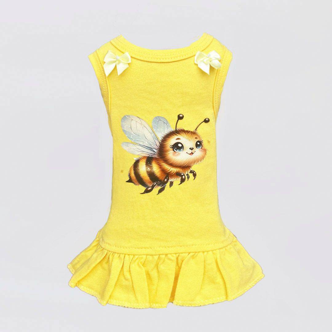 Queen Bee Faux Fur Cotton Handmade Handmade in the USA Dress - Designer Dog Clothes from Southlake Paws