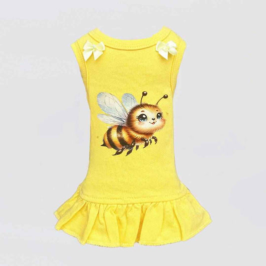 Hello Doggie Queen Bee Faux Fur Cotton Handmade Handmade in the USA Dress