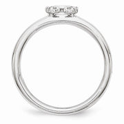 Rhodium Sterling Silver .07 Ctw Diamond 7mm Horseshoe Stackable Ring