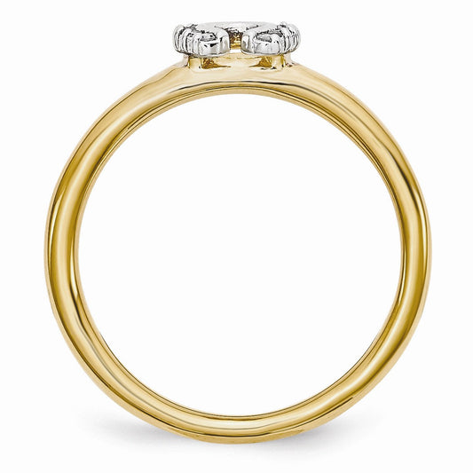 Gold Tone Sterling Silver .07 Ctw Diamond 7mm Horseshoe Stack Ring