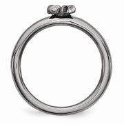 Black Plated Sterling Silver Stackable 7mm Star of David Ring