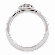 Sterling Silver Stackable Brown Enameled Dog Ring