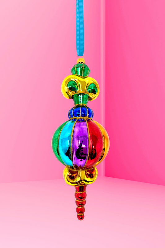 Rainbow Capulet Polish Glass Ornament - Southlake Paws