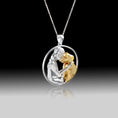 Load image into Gallery viewer, Girl Hugging Dog Necklace- 925 Sterling Silver Two Toned Piece
