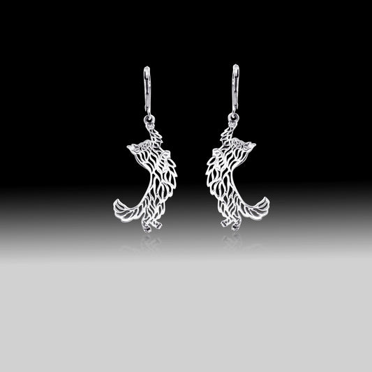Dangling Cat Earrings- 925 Sterling Silver