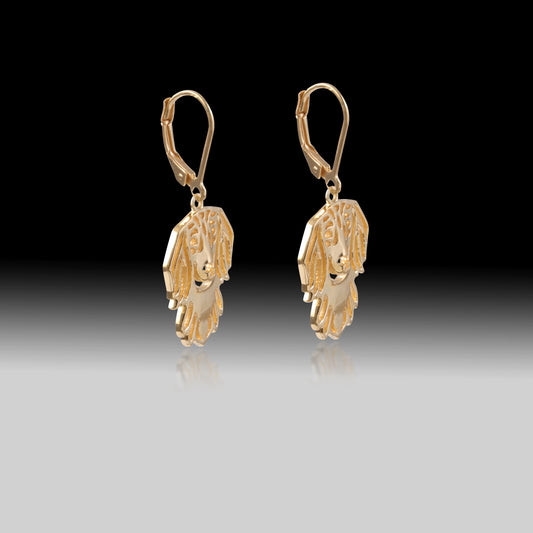 Golden Dachshund Drop Earrings- 925 Sterling Silver Gold Plated