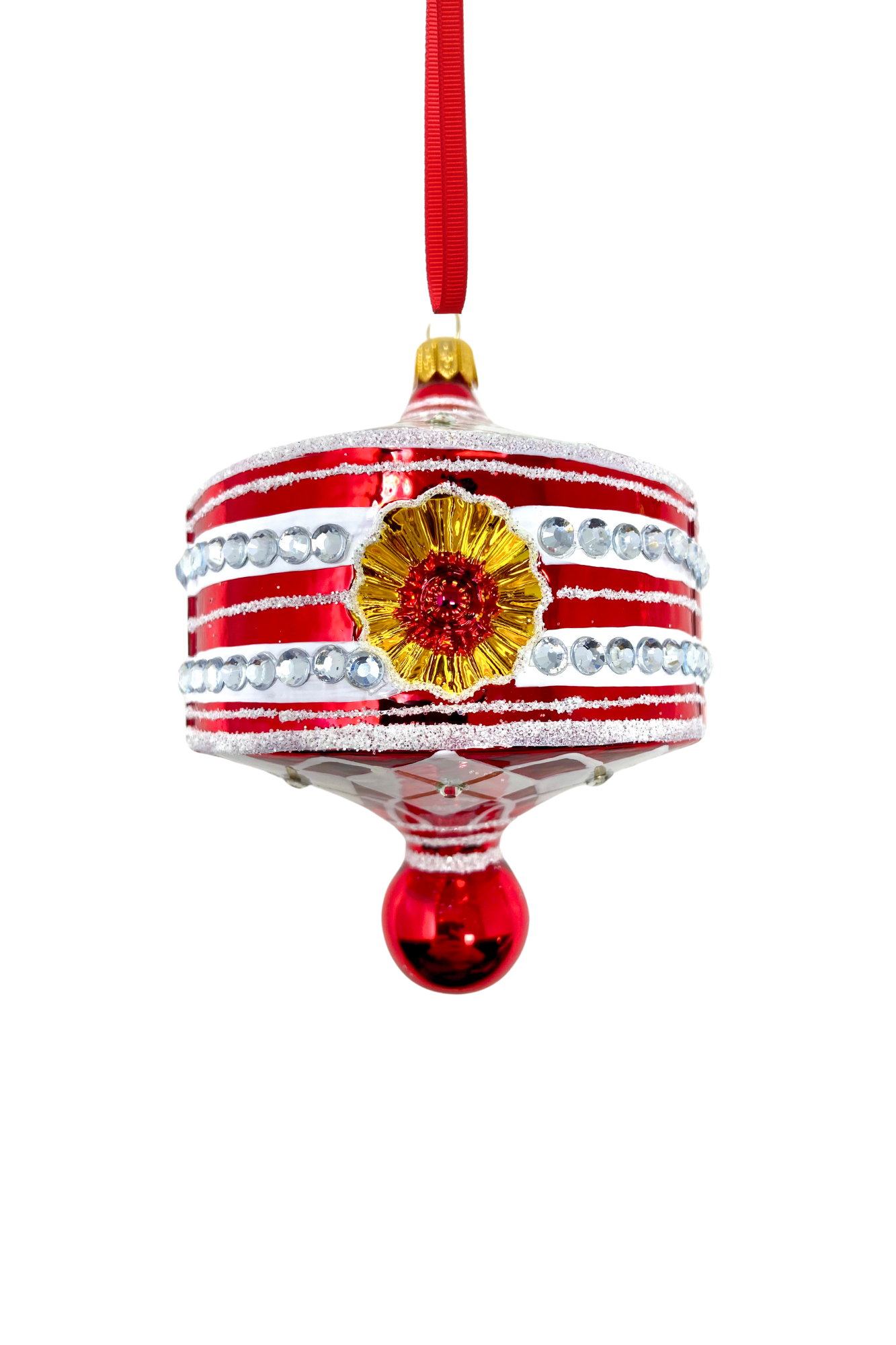Red Harlequin Lantern Glass Ornament - Southlake Paws