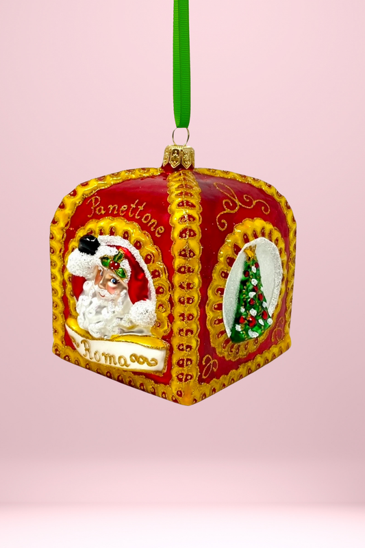 Red Panettone Polish Glass Ornament - Southlake Paws