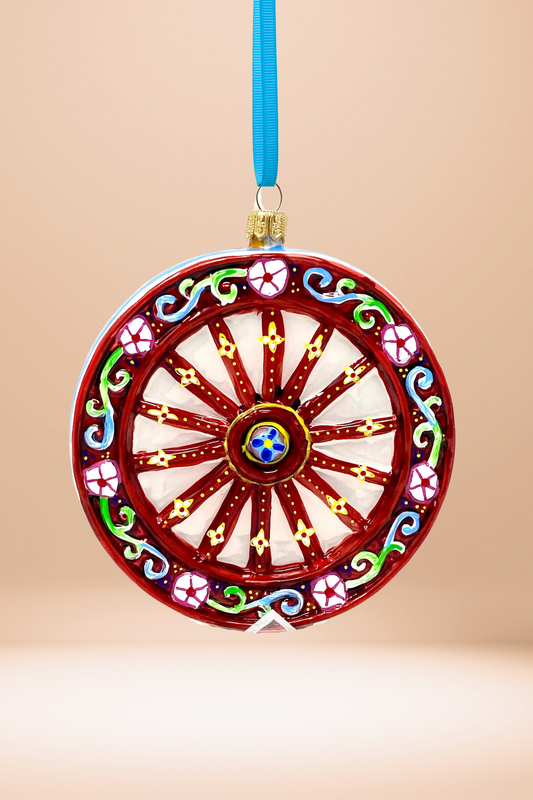 Sicilian Carretto Wheel Polish Glass Ornament (Rosso) - Southlake Paws